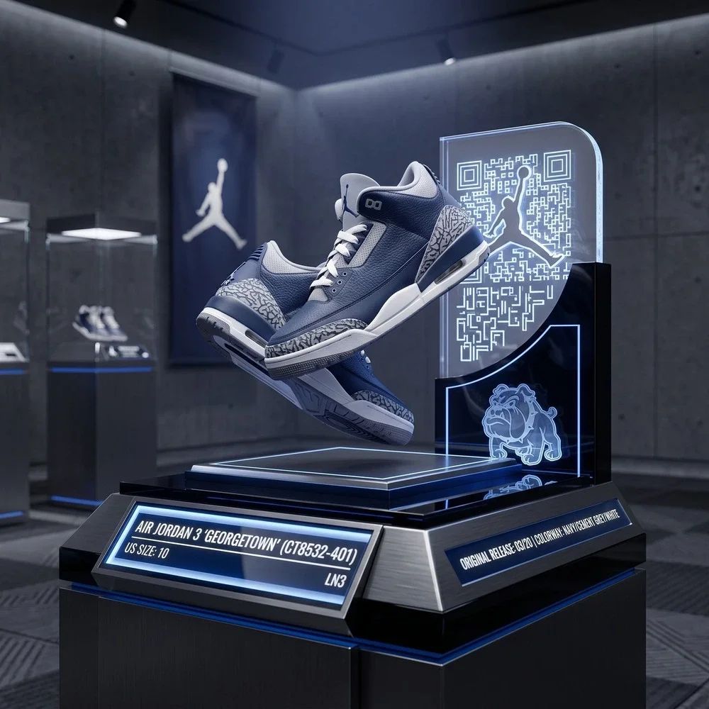 Jordan 3 Retro Midnight‎ Navy Georgetown CT8532-401 Size 10 11.5W VNDS!